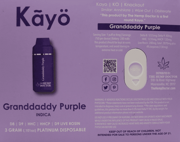 Granddaddy Purp Kayo Disposable Vape
