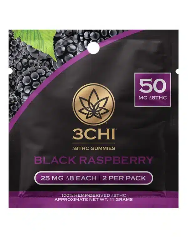 3Chi Delta 8 Black Raspberry gummies mini packs
